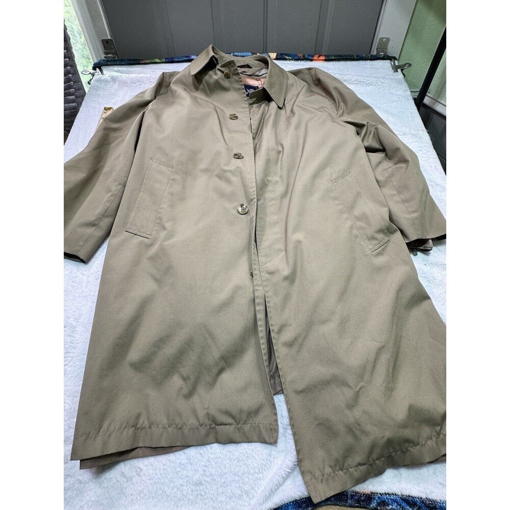 Men's Vintage John Weitz by Aberdeen Regular‎ 46R Beige Trench Coat Jacket